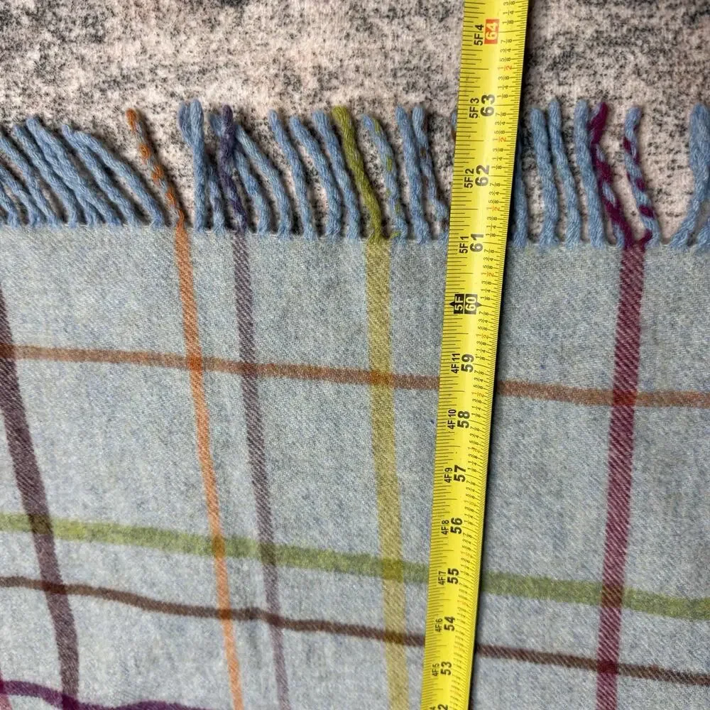 Bronte by Moon Merino Lambswool Throw Blanket Windowpane Gray Made In England
